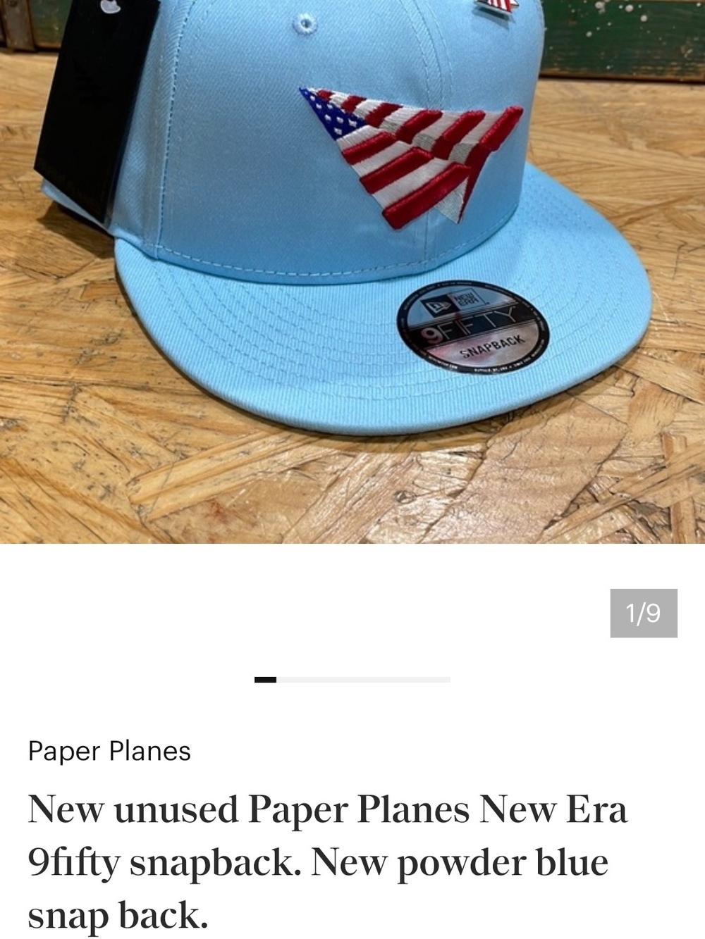 New Era Powder Blue Snapback with American Flag Plane Patch